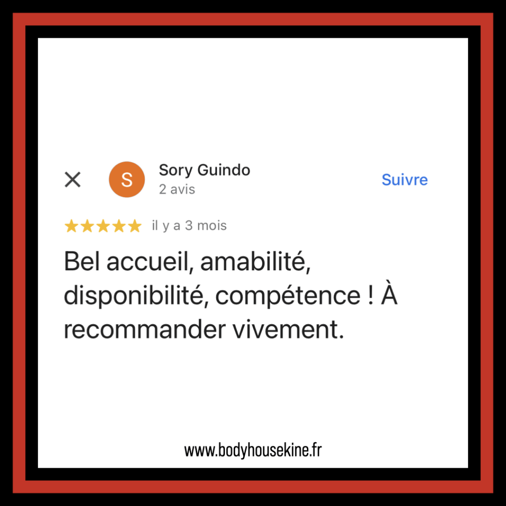 Avis clinique de kinésithérapie manuelle de Montreuil