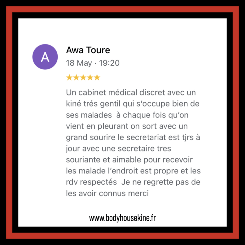 Avis clinique de kinésithérapie manuelle de Montreuil