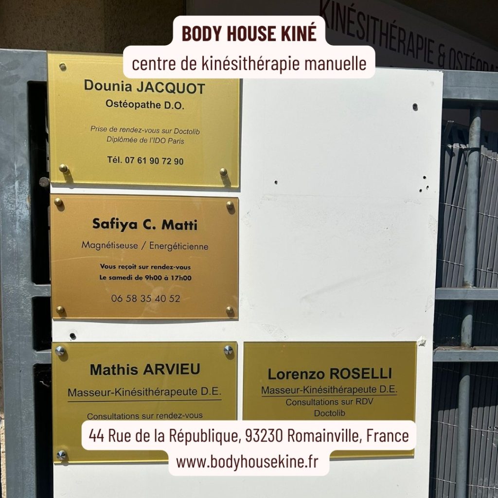 Centre Body House Kiné Romainville - plaques des kinésithérapeutes