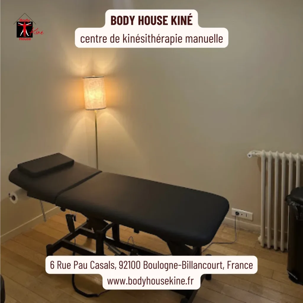 Salle de soin du cabinet BHK rue Pau Casals à Boulogne-Billancourt, ambiance sobre et apaisante